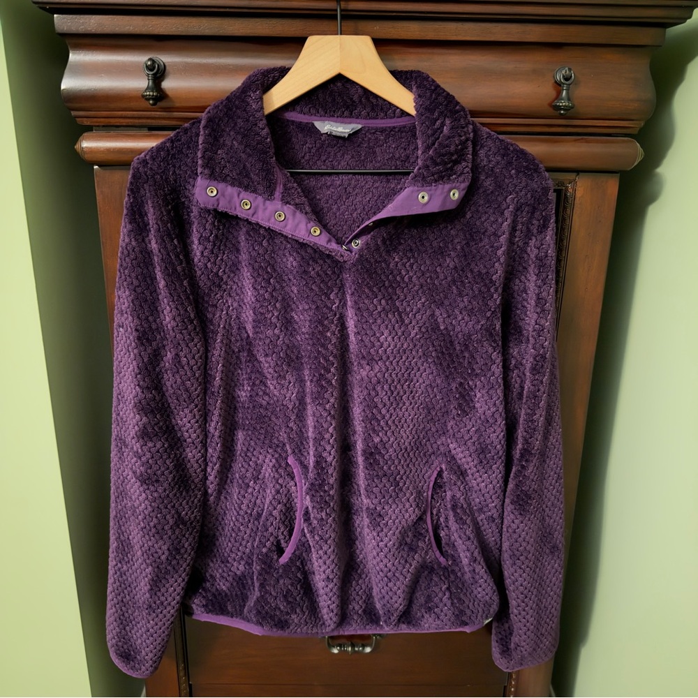 Eddie Bauer Everett Pullover Fleece Large Purple Cozy